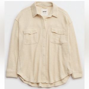 Oversized Waffle Knit Long Sleeve Top